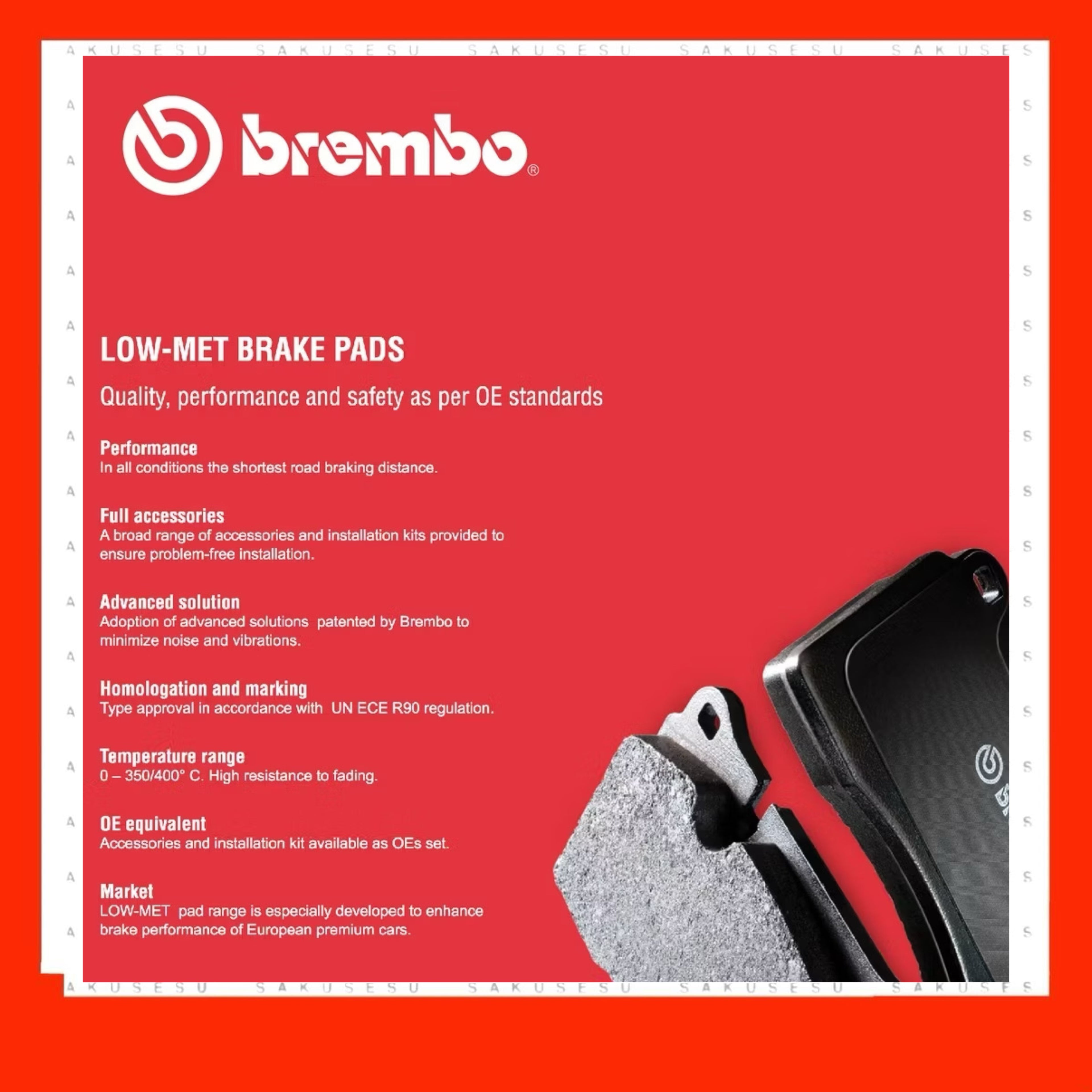 P16003 Brembo Front Prime Disc Brake Pad For Perodua Kancil 660 850, Daihatsu Mira L500