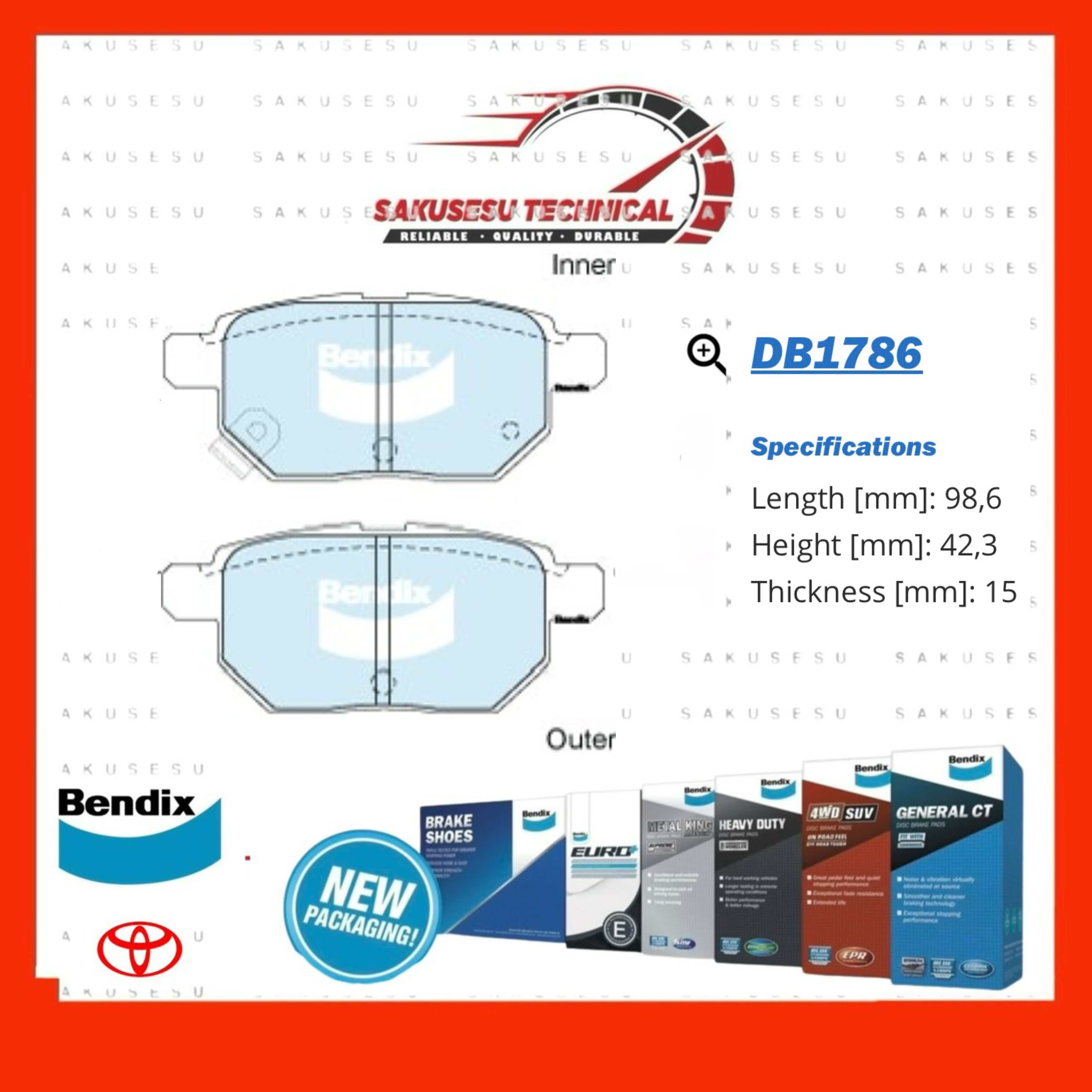 DB1517 Bendix Front Disc Brake Pad For Toyota Harrier ACU30 MCU30, Lexus RX350 U3 3.5