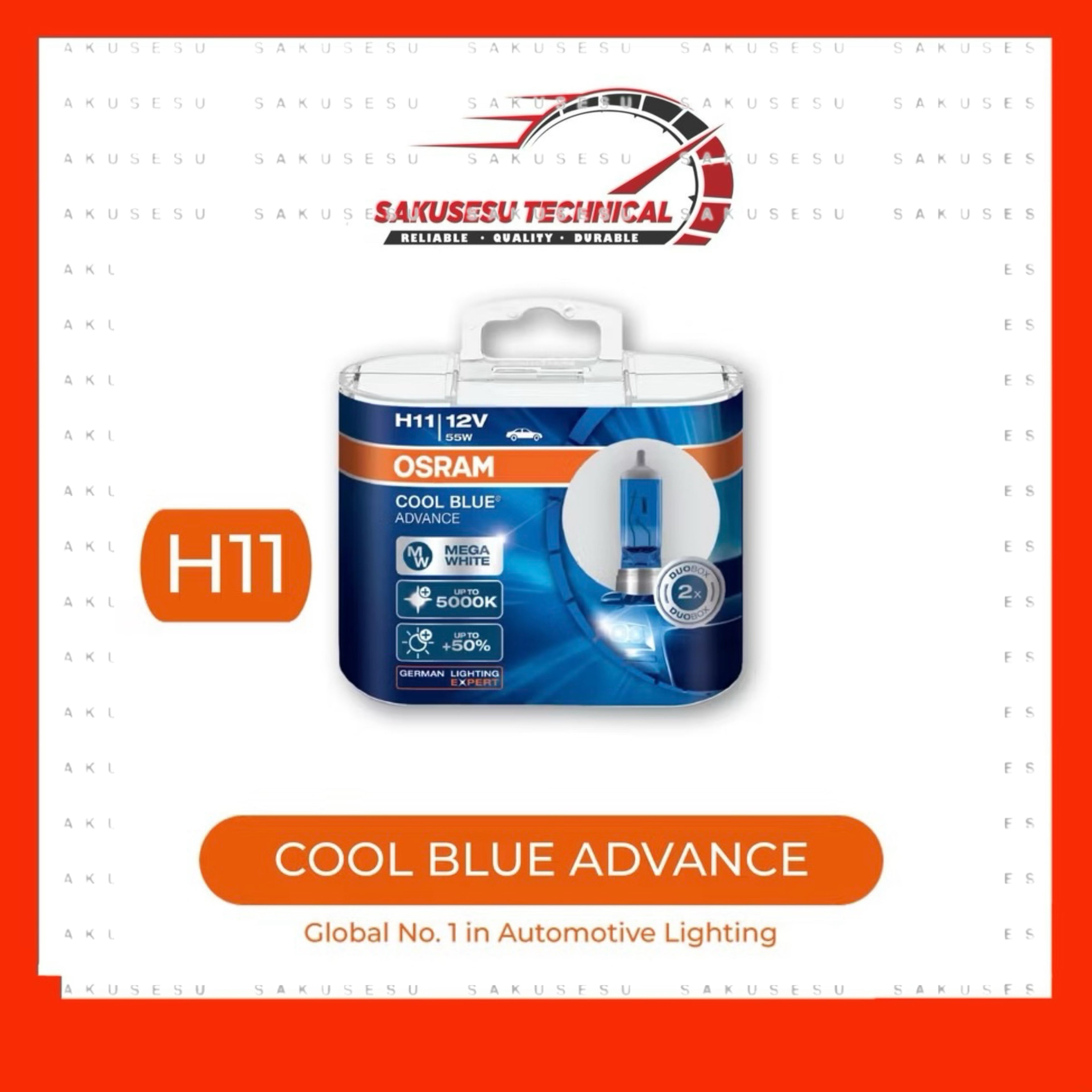 Osram Cool Blue Advance Headlight Bulb - 5000K - Mega White