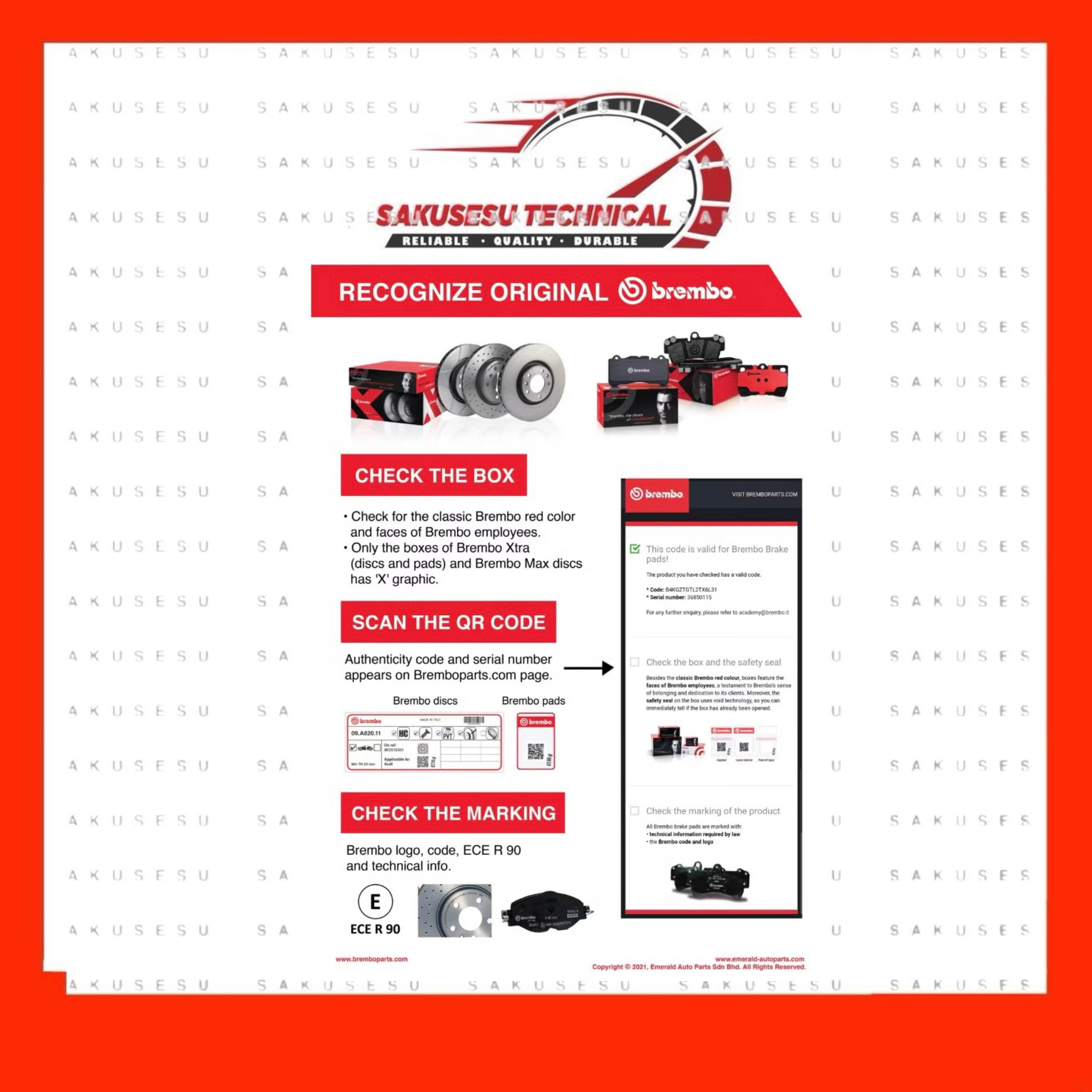 P16003 Brembo Front Prime Disc Brake Pad For Perodua Kancil 660 850, Daihatsu Mira L500