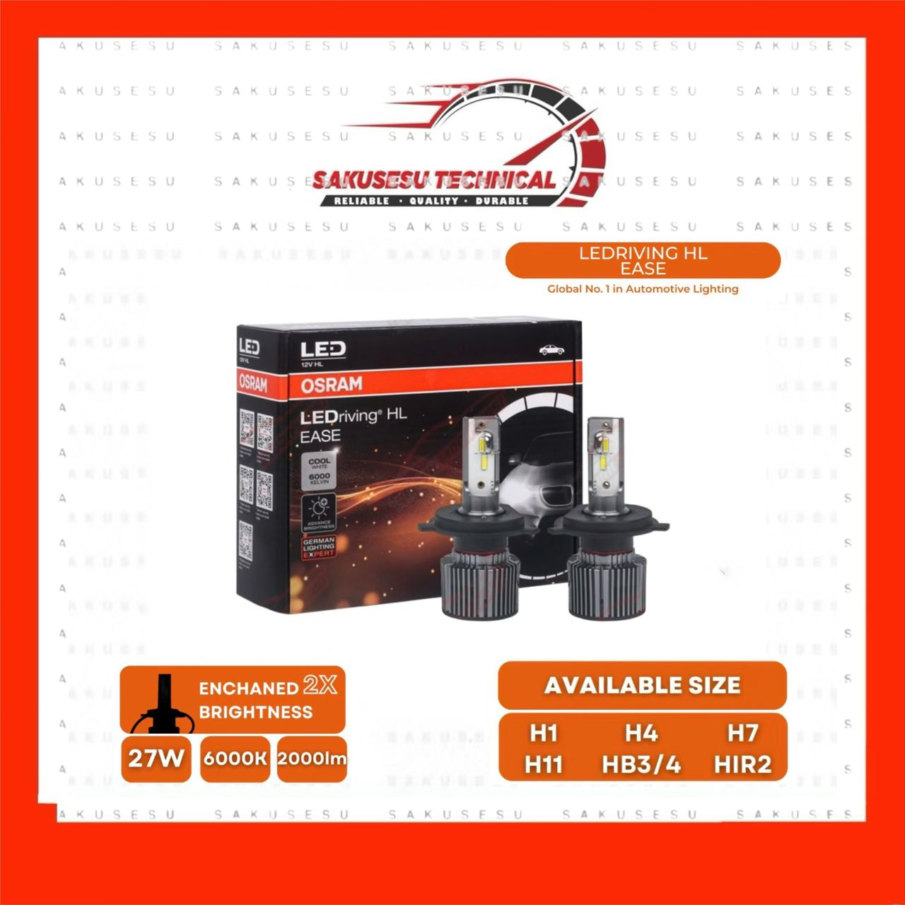 Osram LEDriving HL EASE Headlight Bulb - 6000K - White Colour