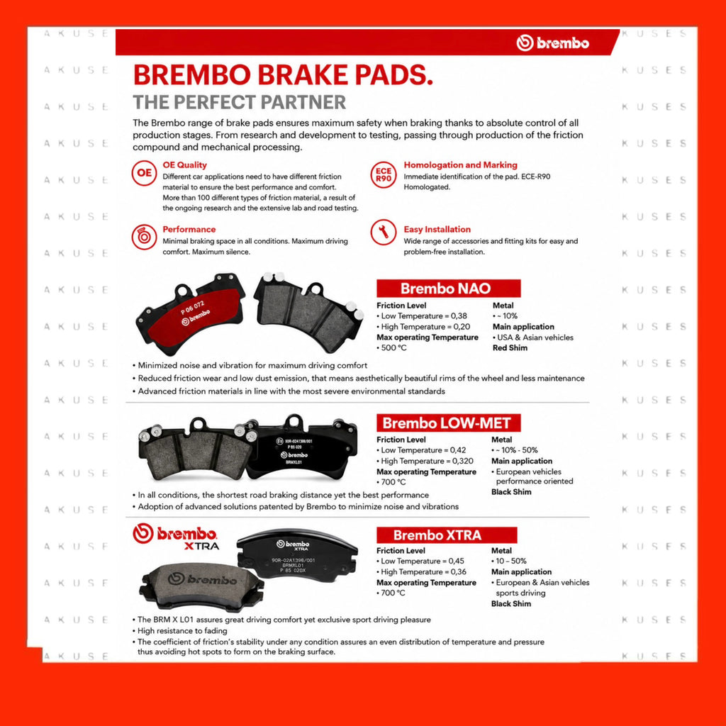 P16003 Brembo Front Prime Disc Brake Pad For Perodua Kancil 660 850, Daihatsu Mira L500