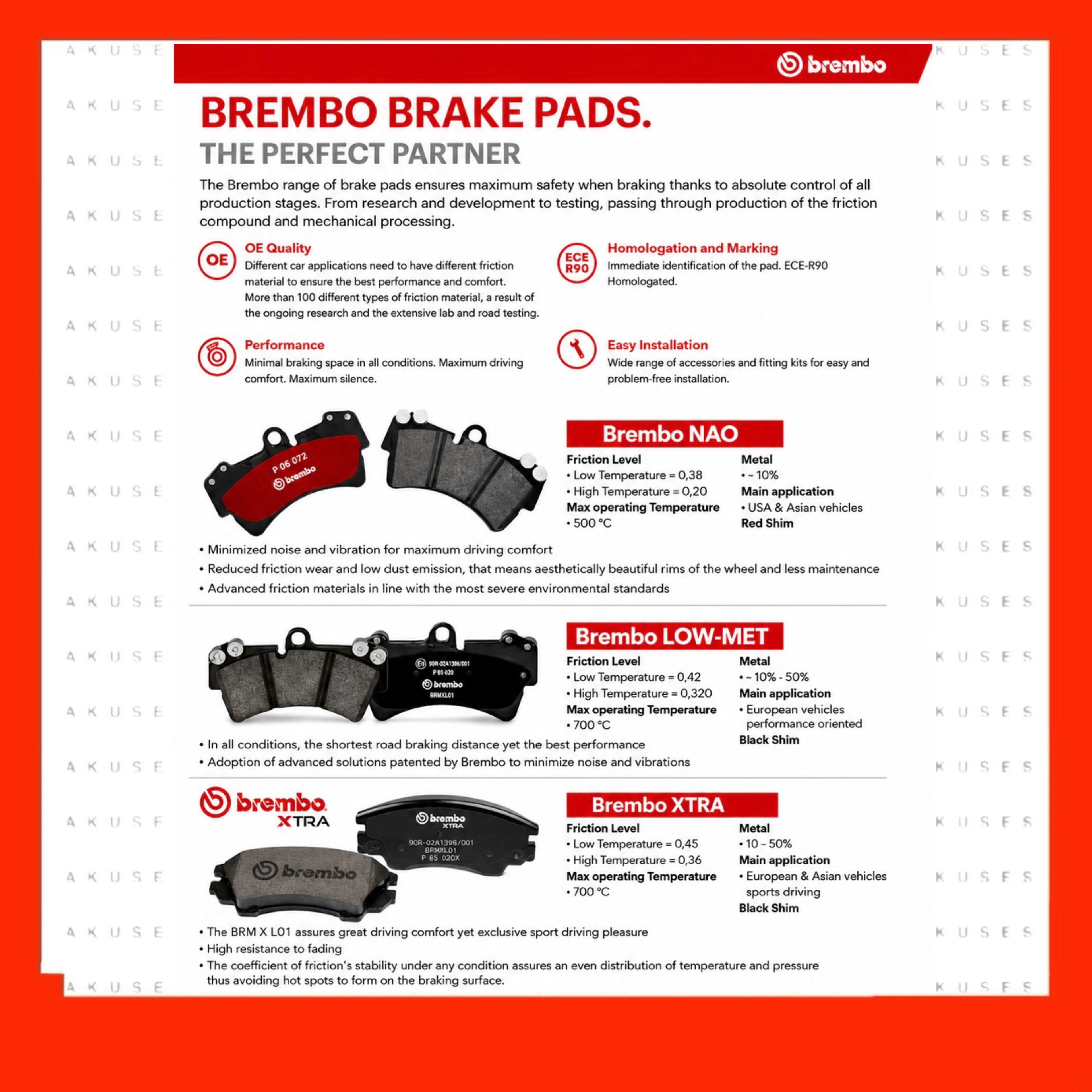 P16003 Brembo Front Prime Disc Brake Pad For Perodua Kancil 660 850, Daihatsu Mira L500