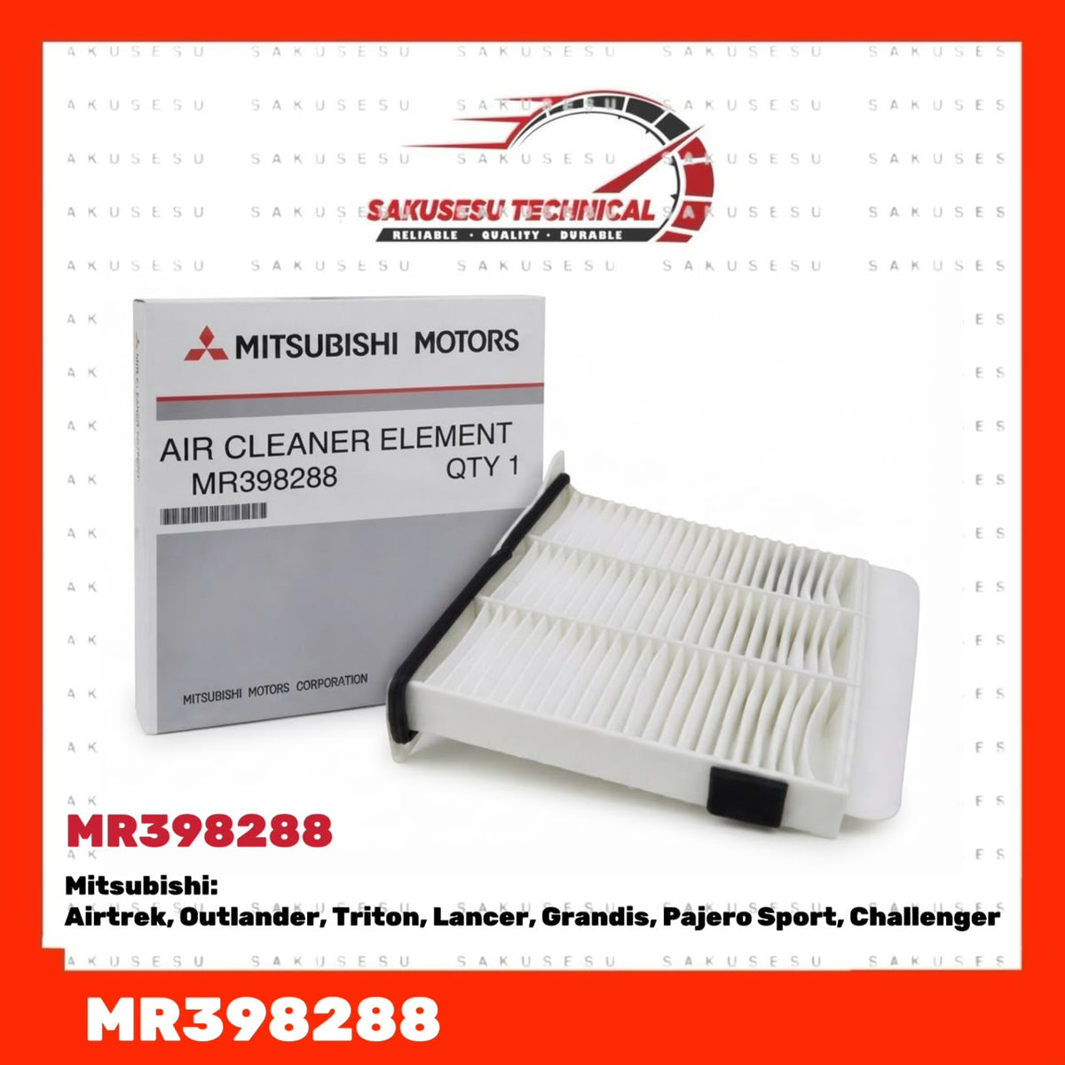 MR398288 Mitsubishi Air-Cond Cabin Filter For Airtrek, Outlander, Triton, Lancer, Grandis, Pajero Sport, Challenger