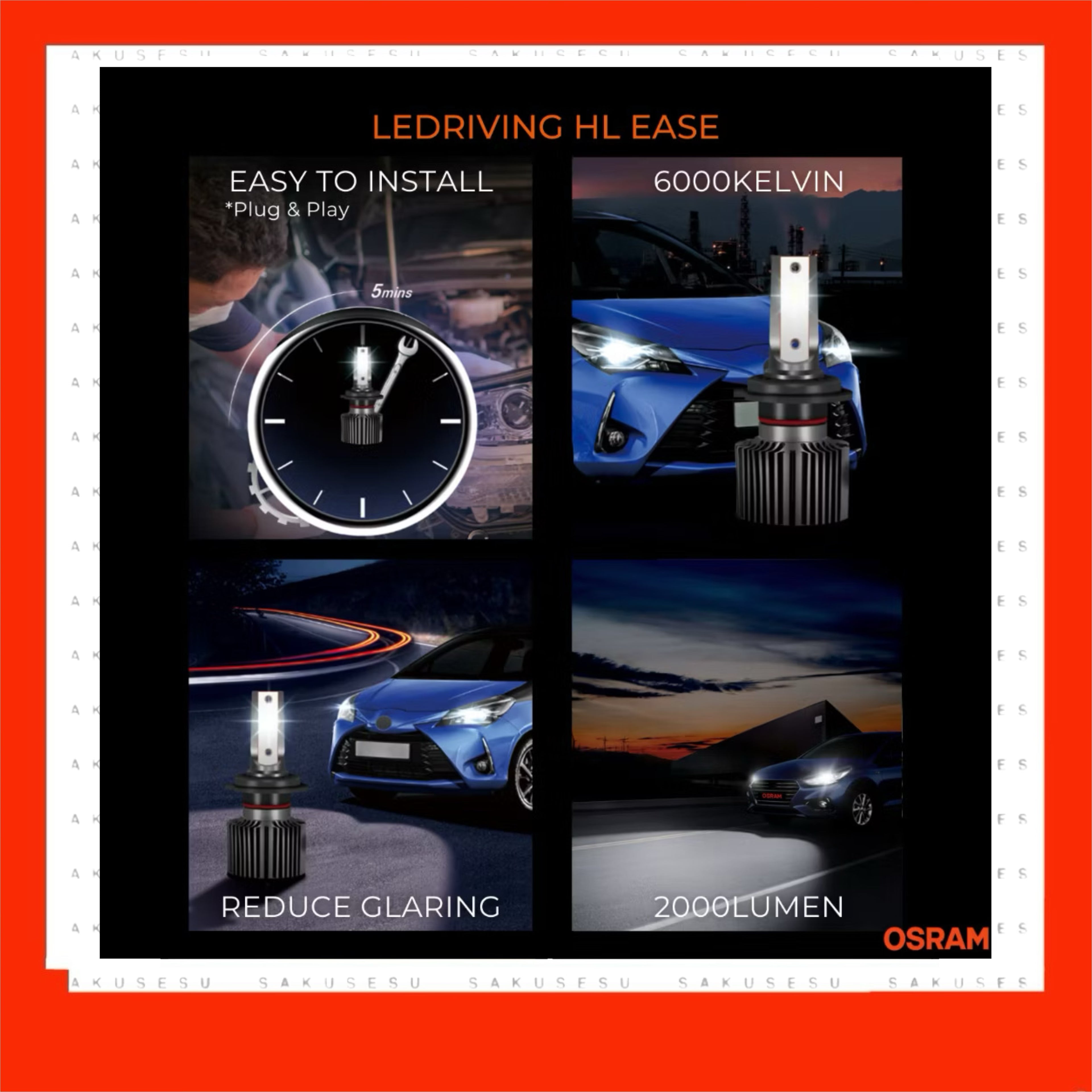 Osram LEDriving HL EASE Headlight Bulb - 6000K - White Colour