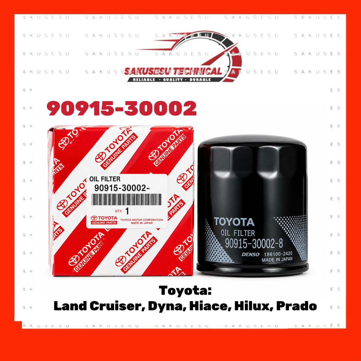 90915-30002 Toyota Oil Filter For Land Cruiser HZJ80, Dyna, Hilux, Hiace, Prado