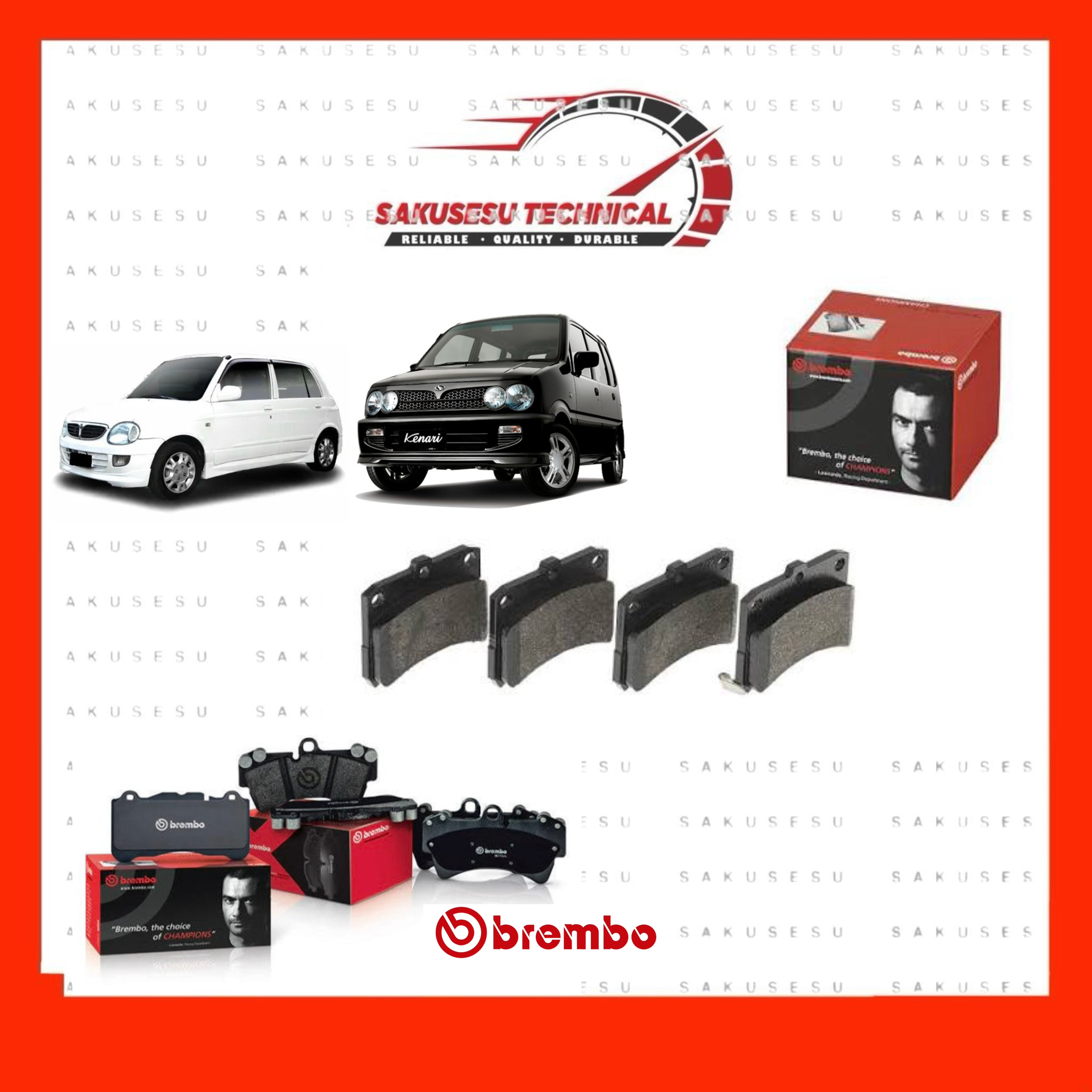 P16009 Brembo Front Prime Disc Brake Pad For Perodua Kelisa, Kenari, Daihatsu Mira L710
