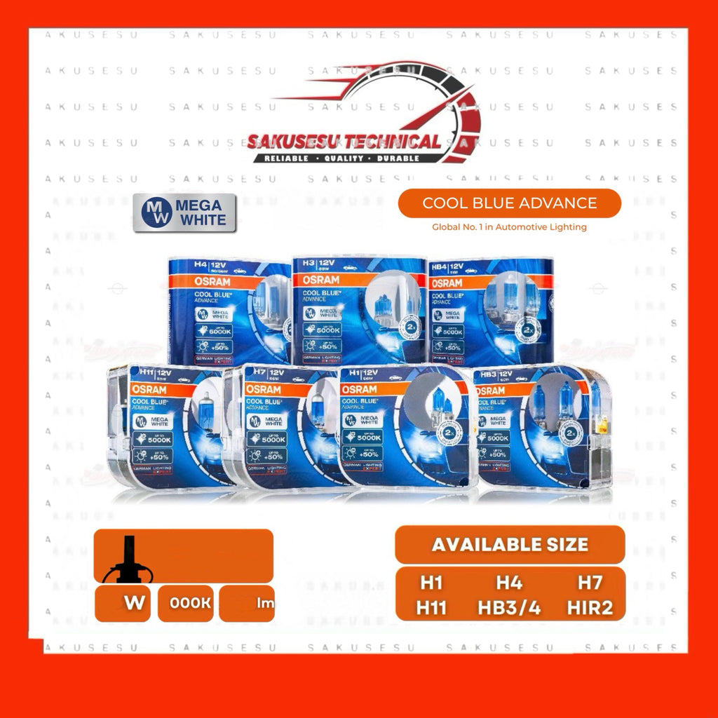 Osram Cool Blue Advance Headlight Bulb - 5000K - Mega White