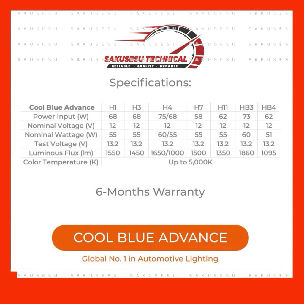 Osram Cool Blue Advance Headlight Bulb - 5000K - Mega White