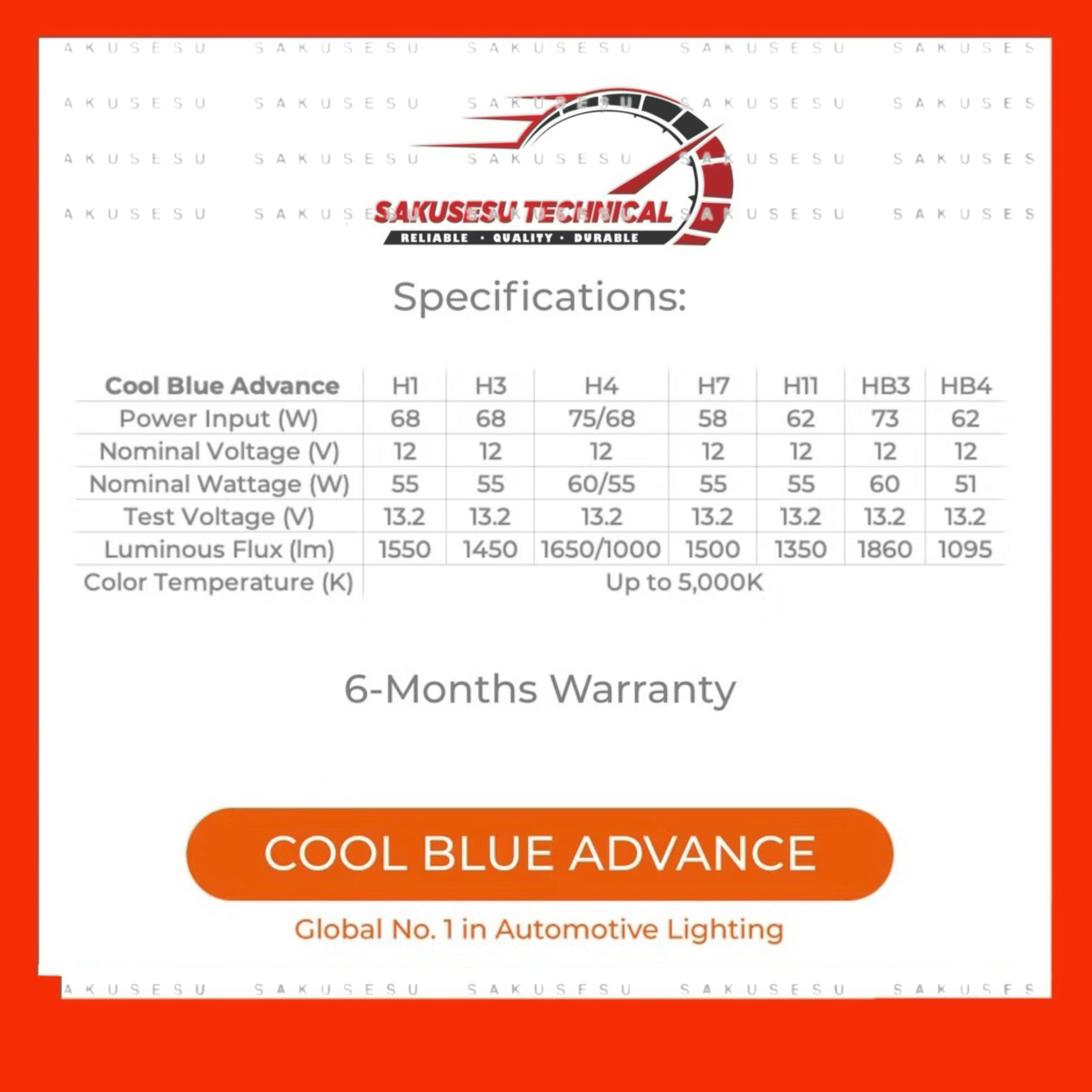 Osram Cool Blue Advance Headlight Bulb - 5000K - Mega White