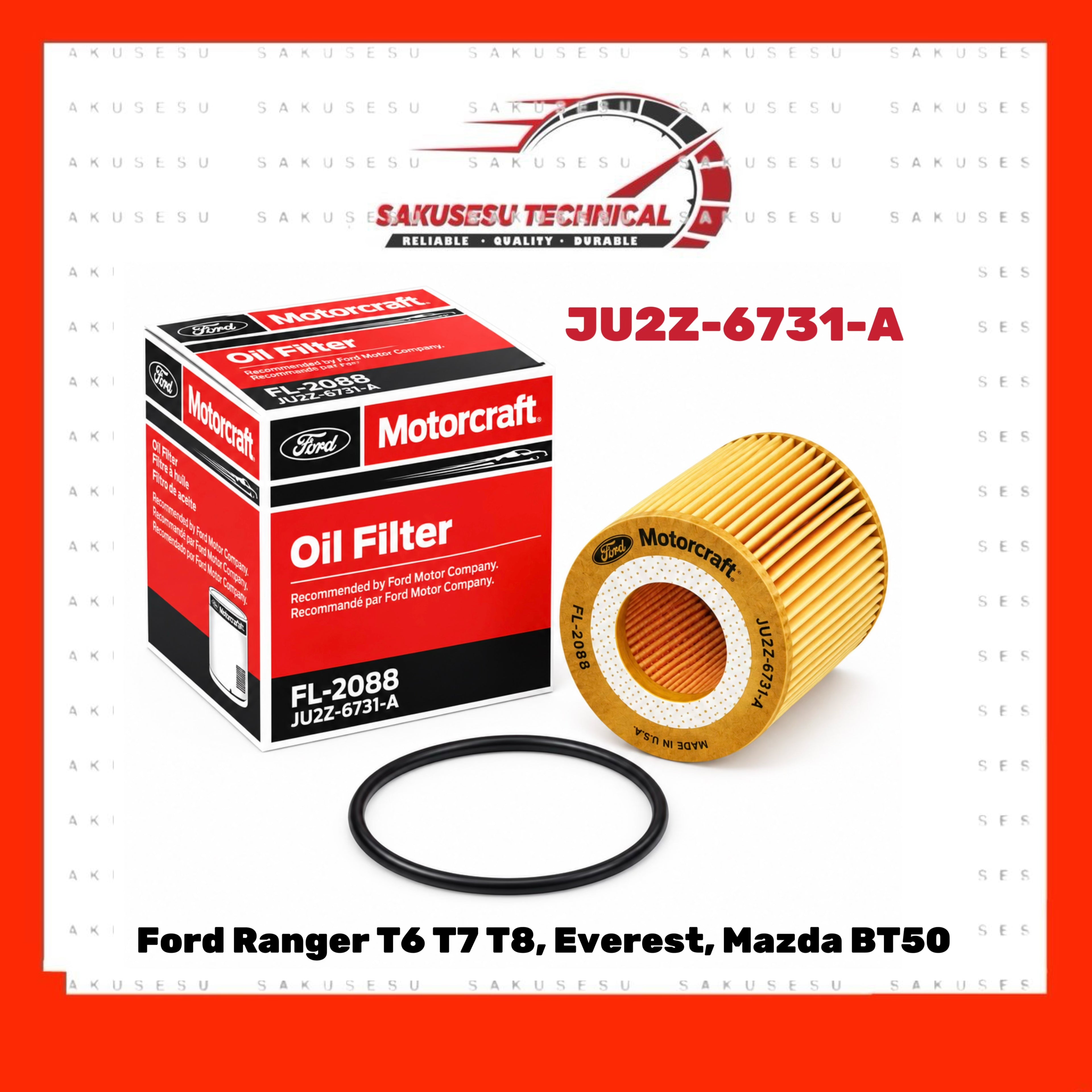 JU2Z-6731-A (FL-2088) Ford Motorcraft Oil Filter Cartridge For Ford Ranger T6 T7 T8, Everest, Mazda BT50